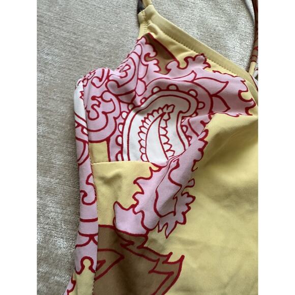 Maryan Mehlhorn SWIMSUIT Sz 6 One Piece Yellow Brown Paisley Wired Cup Sz B - Picture 7 of 16